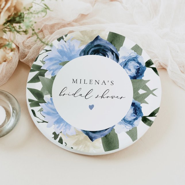 Prato De Papel MILENA Something Blue Floral Bridal Shower (Criador carregado)