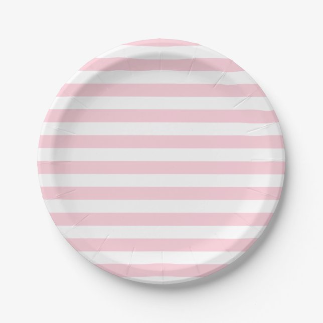 Prato De Papel Milhares de Pink e White Stripes (Frente)
