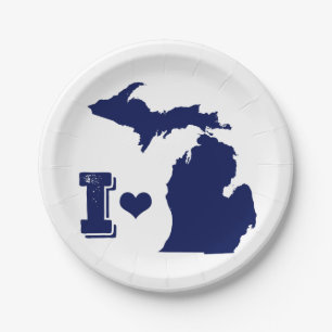 Prato De Papel Mim coração Michigan