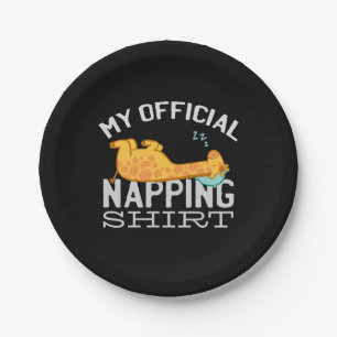 Prato De Papel Minha camisa oficial de dormir - Girafa preguiçosa