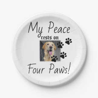 Prato De Papel Minha Paz repousa em quatro patas - citação de Pet