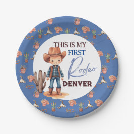 Prato De Papel Minha primeira Festa de aniversário de Rodeio 1rua