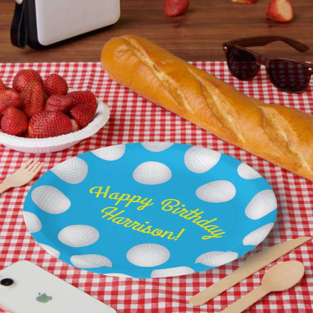 Prato De Papel Mini Golf Balls Festas de aniversário Kids Azul (Piquenique)