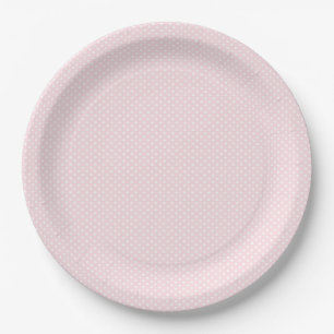 Prato De Papel Mini ponto rosa pálido e branco