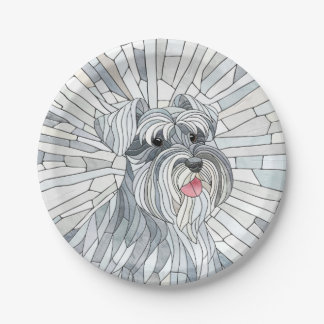 Prato De Papel Miniatura Schnauzer - Arte do Mosaico