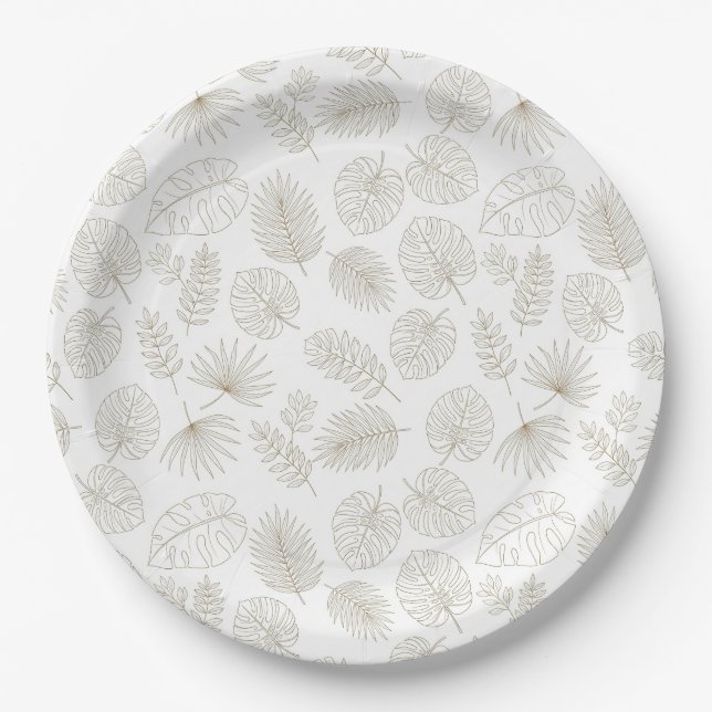 Prato De Papel Minimal Botanical Line Art Pattern (5) (Frente)