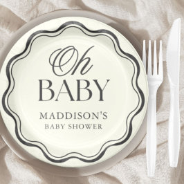 Prato De Papel Minimal Hand Drawn Gender Neutral Baby Shower