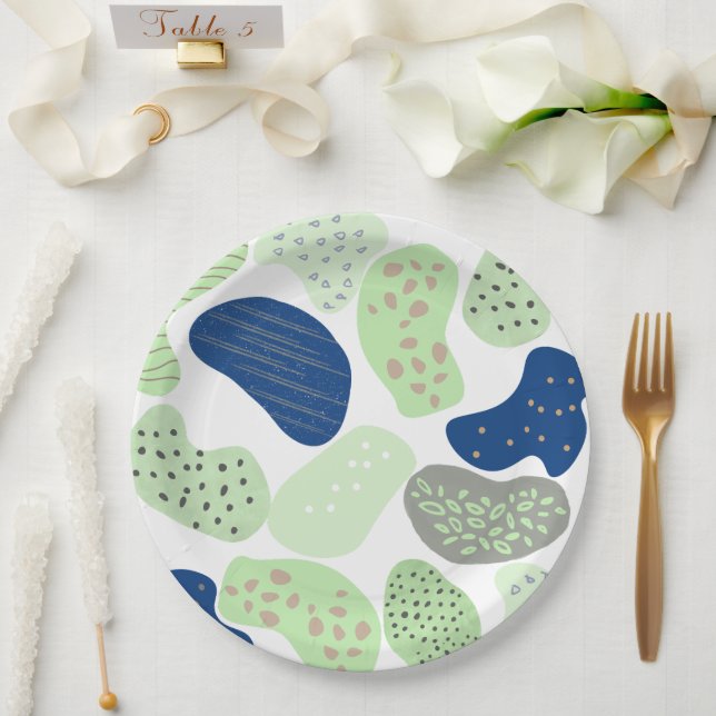 Prato De Papel Minimal Organic Shapes Tableware | Trendy Neutral  (Casamento)