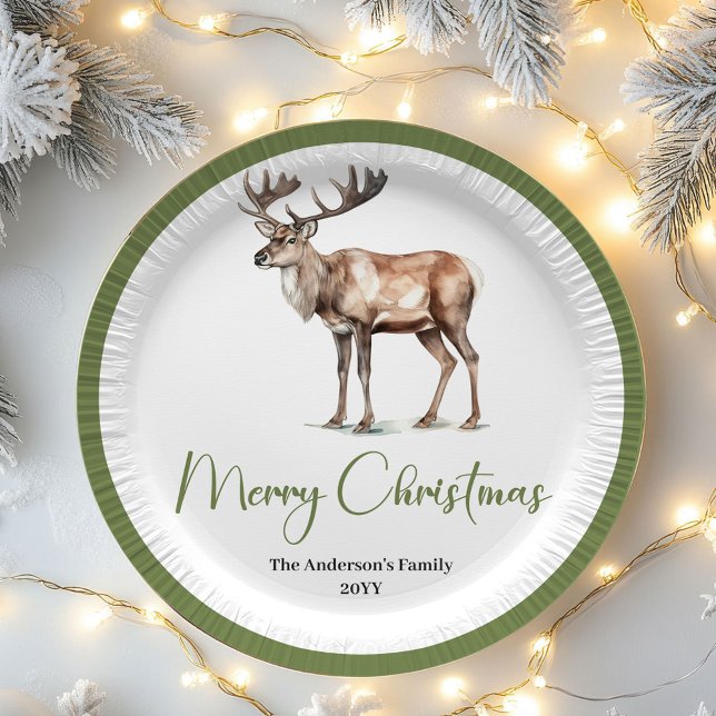 Prato De Papel Minimal Script Christmas Custom Family Name Plates (Minimal Script Christmas Custom Family Name Plates)