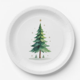 Prato De Papel Minimalist Christmas Pine Tree Plate – Holiday Din