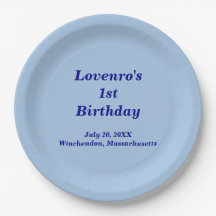 Minimalist Light Blue Kids Birthday Paper Plates