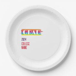 Prato De Papel Minimalist simple rainbow graduate 