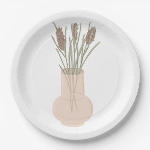 Prato De Papel Minimalista Boho Lavanda em Vaso de Vidro