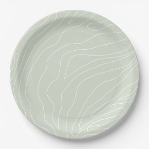 Prato De Papel Mínimo de Abstrato com faixa verde