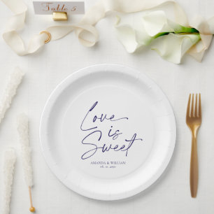 Prato De Papel Mínimo de Marinho e folha de papel para casamento 