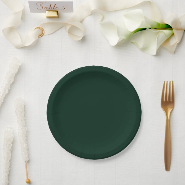 Prato De Papel Mínimo de pinheiro verde-claro e elegante (Casamento)