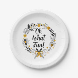 Prato De Papel Mínimo desenhado à mão Oh Que Festa Cristã Diverti