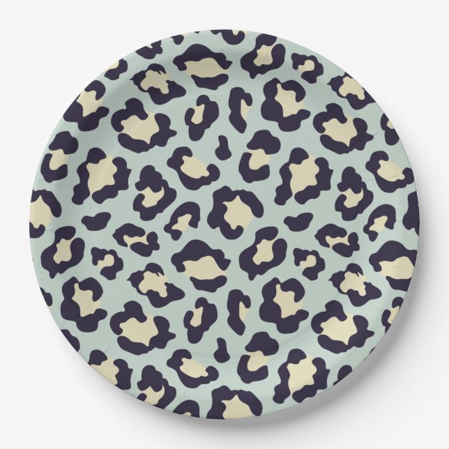 Prato De Papel Mint green lepard print (Frente)