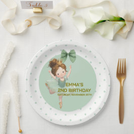 Prato De Papel Mint Green Little Princess Ball Paper Plate
