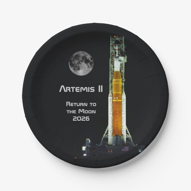 Prato De Papel Missão Artemis II na Lua (Frente)