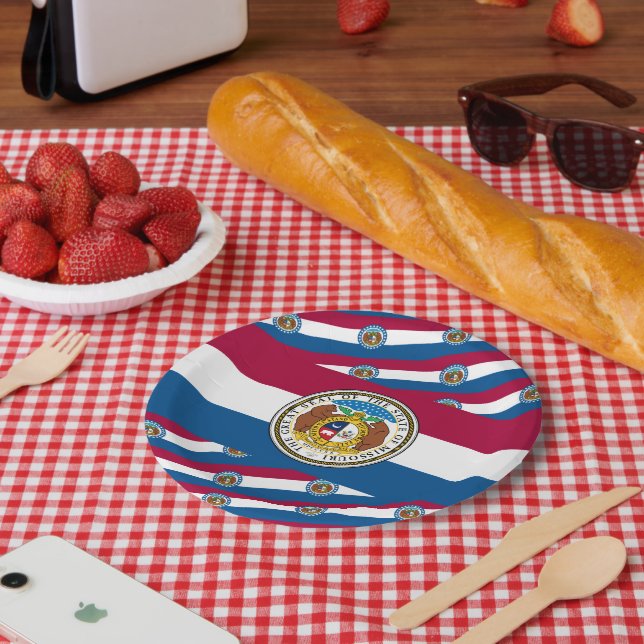 Prato De Papel Missourian Flag & Seal, Missouri (Piquenique)