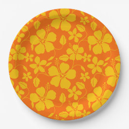 PRATO DE PAPEL MISTURA DE LARANJA HAWAIIANA HULA (HIBISCUS)