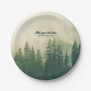 Prato De Papel Misty Pine Forest Trees - Proteção Personalizada