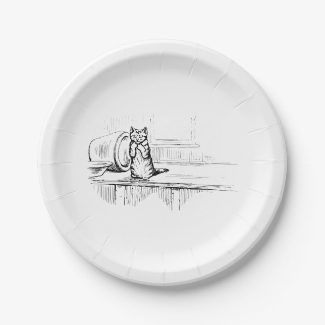 Prato De Papel Mittens the Kitten (Gato Assustado) (Beatrix Potte (Frente)