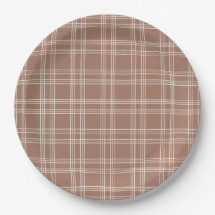 Prato De Papel Mocha Mousse Gingham