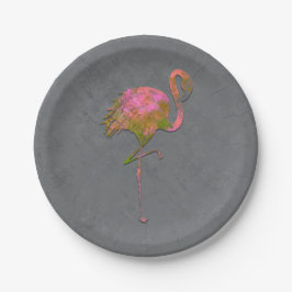 Prato De Papel Mod Colorido Verão Flamingo Chic Moderno Cinza