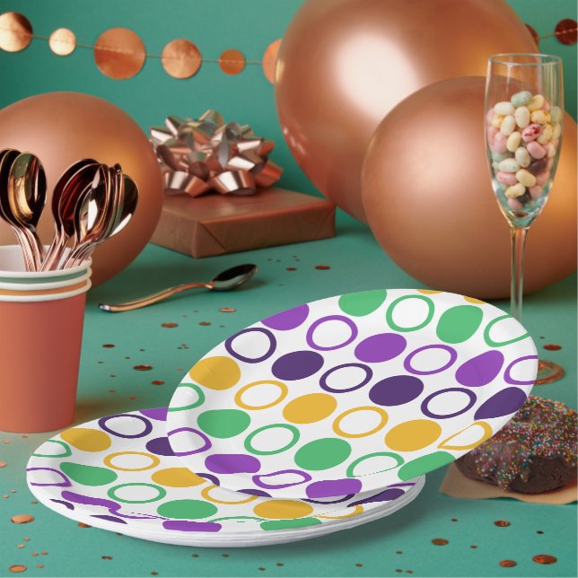 Prato De Papel Mod Mardi Gras Pontos (Múltiplo)