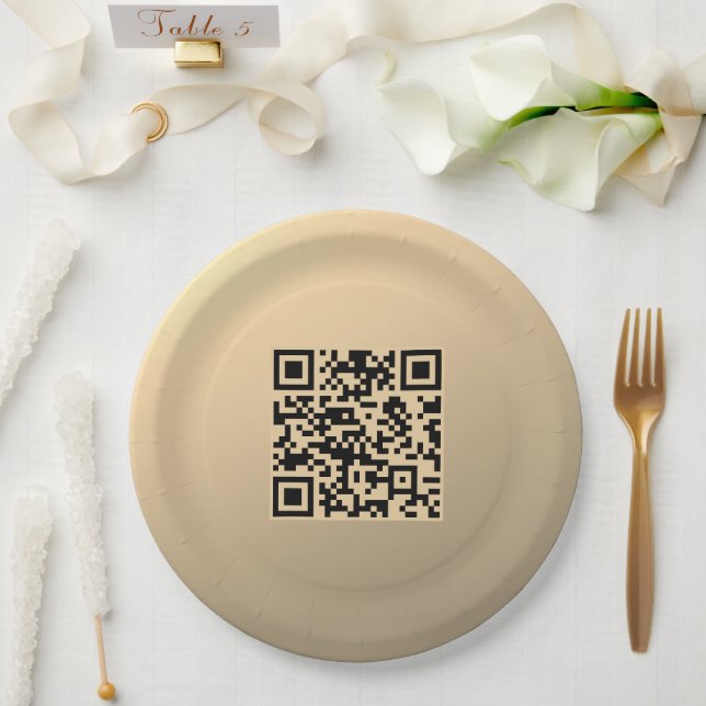 Prato De Papel Modelo de código QR editável instantaneamente | Fa (Casamento)