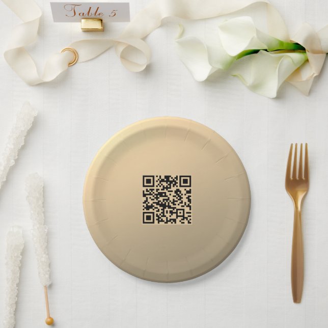 Prato De Papel Modelo de código QR editável instantaneamente | Fa (Casamento)