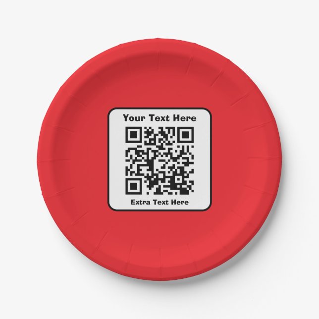 Prato De Papel Modelo de código QR escaneável com texto editável (Frente)