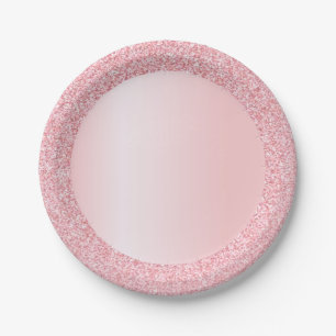 Prato De Papel Modelo Elegante Tendência Glitter Dourado Rosa