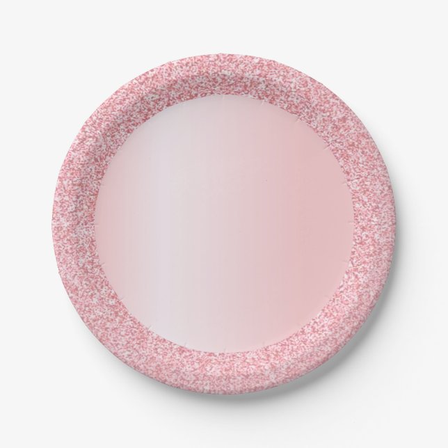 Prato De Papel Modelo Elegante Tendência Glitter Dourado Rosa (Frente)