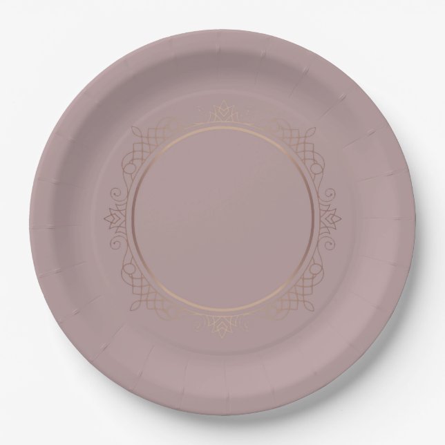 Prato De Papel Modelo personalizado em rosa dourado em branco Adi (Frente)