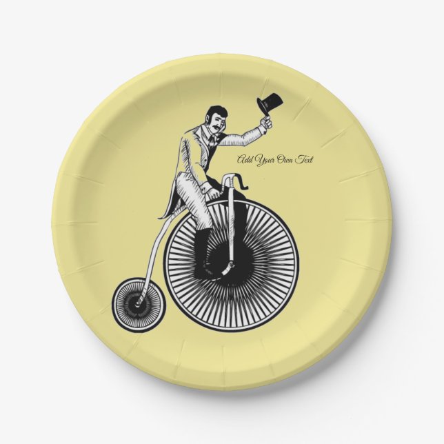 Prato De Papel Modelo T Penny Farthing Classic - Preto e Branco (Frente)