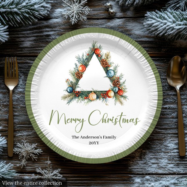 Prato De Papel Modern Bohemian Earthy Neutral Christmas Table  (Modern Bohemian Earthy Neutral Christmas Table Paper Plates)