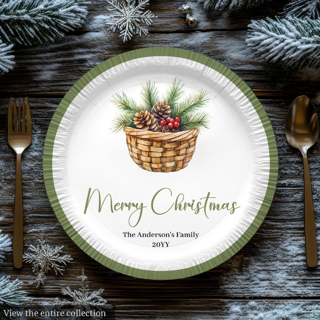 Prato De Papel Modern Boho Christmas Tree Botanical Party Plates (Modern Boho Christmas Tree Botanical Party Plates)