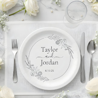 Prato De Papel Modern Botanical Wedding Custom | Minimalist