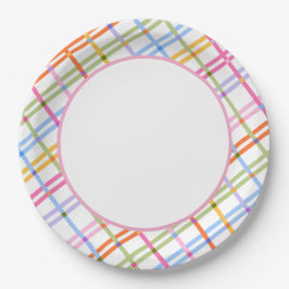 Prato De Papel Modern Colorful Plaid Baby Shower Theme