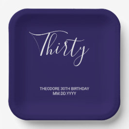 Prato De Papel Modern Dark Blue Celebration Paper Plate