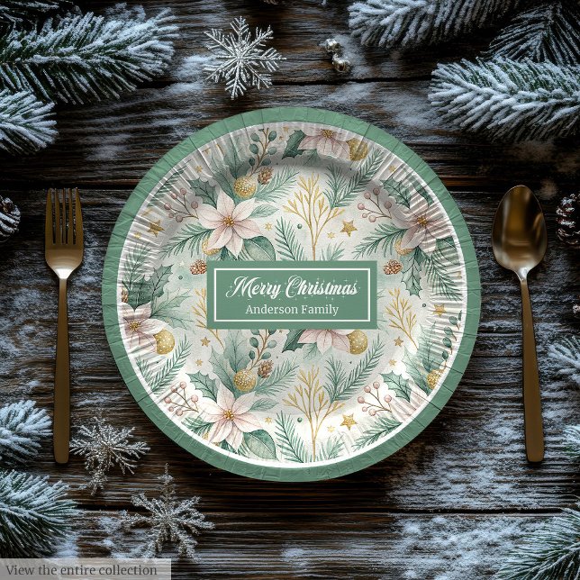 Prato De Papel Modern Holiday Paper Plates White Poinsettia Style (Modern Holiday Paper Plates White Poinsettia Style)