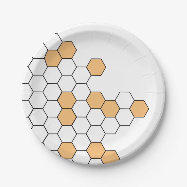 Prato De Papel Modern Honeycomb | Celebração (Frente)