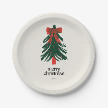 Modern Merry Christmas Painting Tree Holiday 