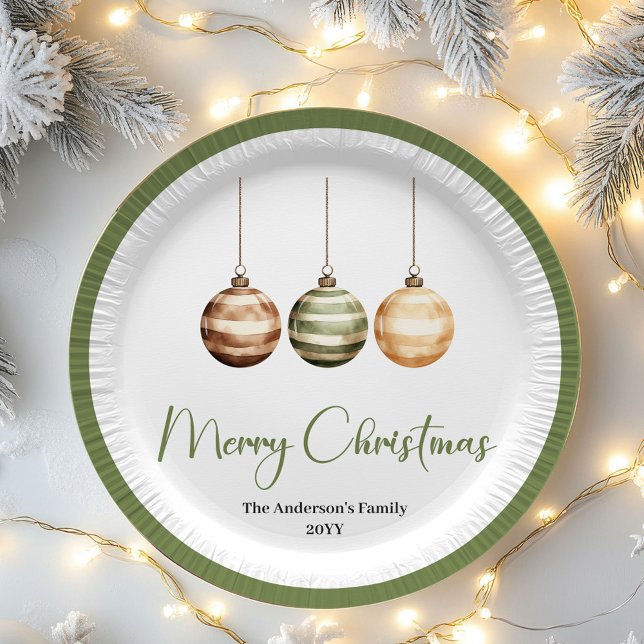 Prato De Papel Modern Scandinavian Christmas Custom Dinner Plates (Neutral Nordic Christmas Personalized Table Plates)