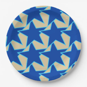 Prato De Papel Modern Star Geométrico - azul de cobalto e estica