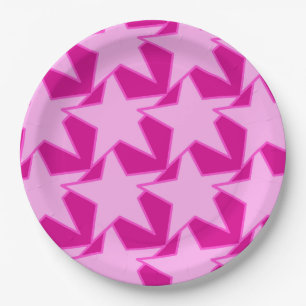 Prato De Papel Modern Star Geométrico - rosa pálido e fúcsia