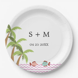 Prato De Papel Modern Watercolor Summer Beach